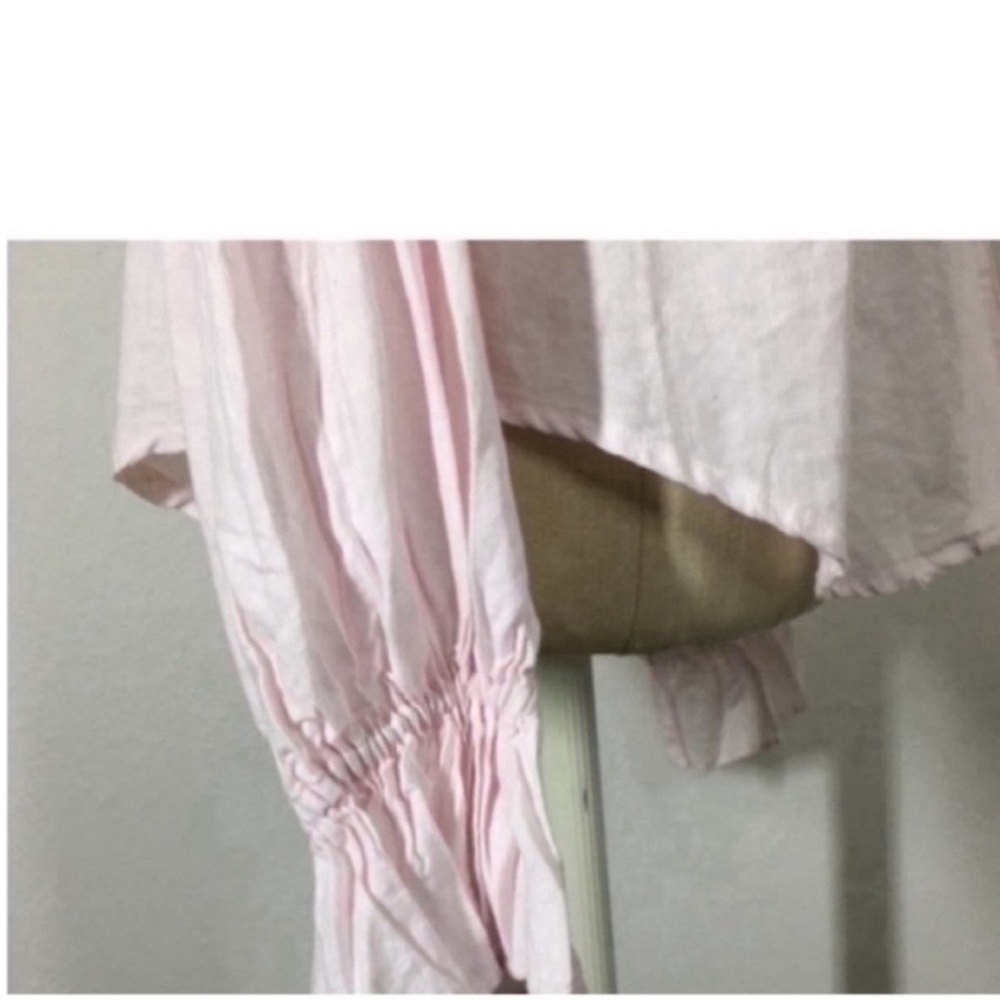 Women’s Pink Ruffle V-Neck Button Front Top - Picture 6 of 7